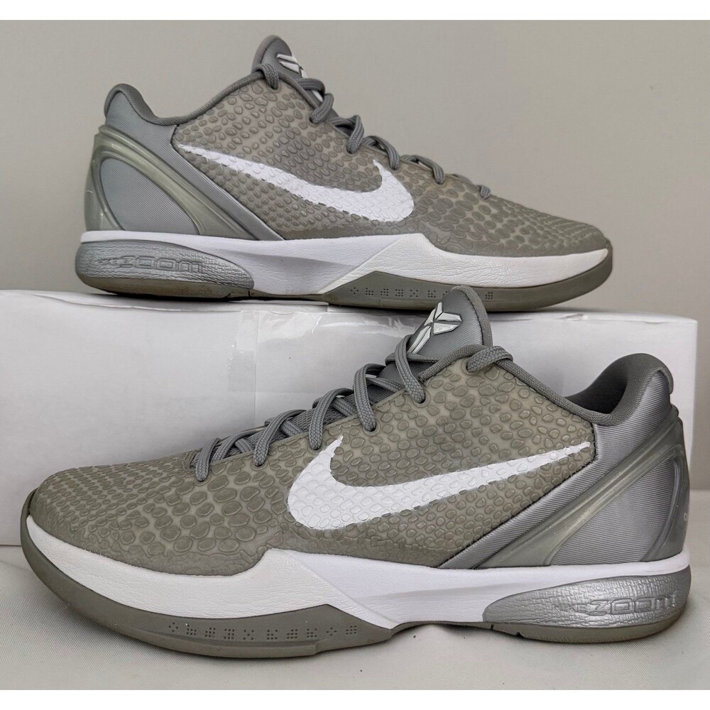 Nike Kobe 6 Metallic Silver White Basketball Shoe 429659-012 Men’s Size 10.5